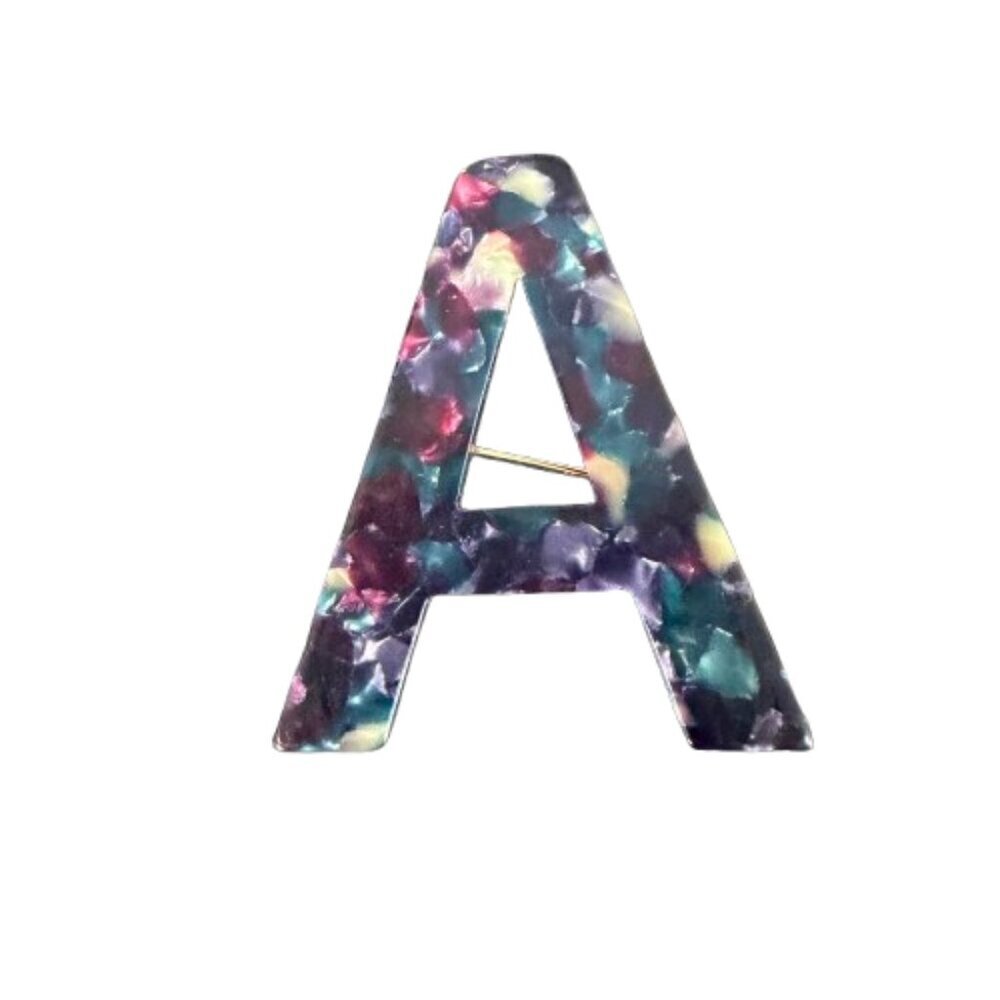 Anthropologie Resin Initial Pin Brooch Monogram A